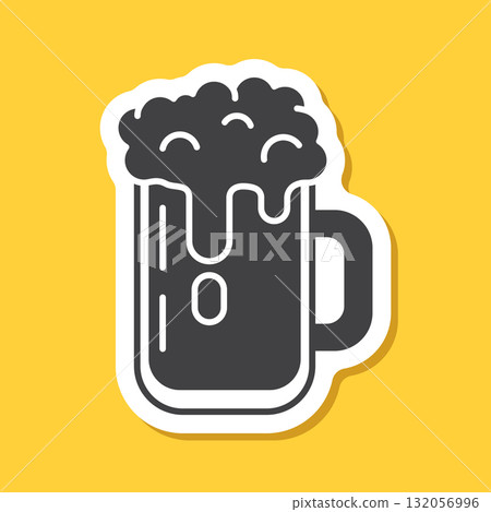Cold beer sticker icon in flat style. Alcohol drink vector illustration on isolated background. Alcohol glass sign business concept. Cold beer sticker icon in flat style. Alcohol drink vector illustration on isolated background. Alcohol glass sign business concept. 132056996