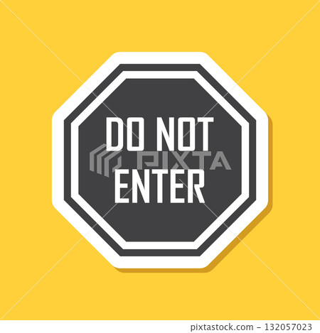 Stop sticker icon in flat style. Warning symbol vector illustration on isolated background. Do not enter sign business concept. 132057023
