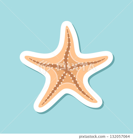 Starfish sticker icon in flat style. Sea stars vector illustration on isolated background. Sea animal sign business concept. 132057064
