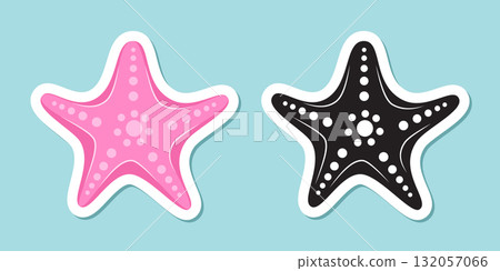 Starfish sticker icon in flat style. Sea stars vector illustration on isolated background. Sea animal sign business concept. 132057066