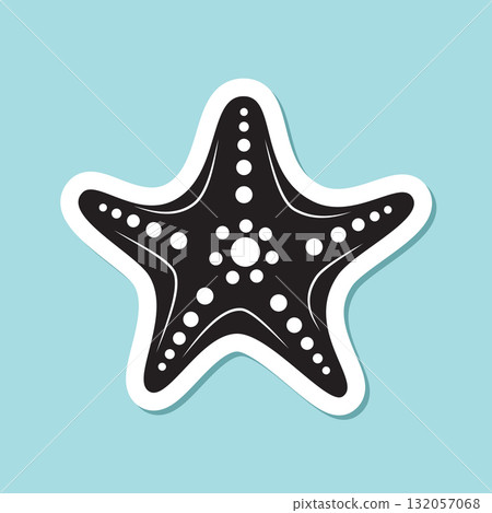 Starfish sticker icon in flat style. Sea stars vector illustration on isolated background. Sea animal sign business concept. 132057068
