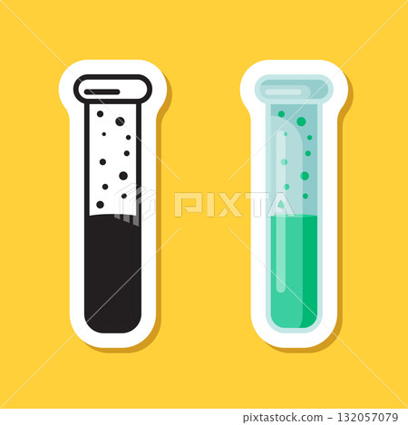 Science lab bottle sticker icon in flat style.... - Stock Illustration ...