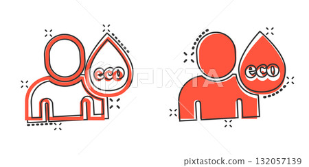 People healthy life icon in comic style. Water drop cartoon vector illustration on white isolated background. Organic ecosystem splash effect sign business concept. People healthy life icon in comic style. Water drop cartoon vector illustration on white isolated background. Organic ecosystem splash effect sign business concept. 132057139