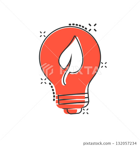 Light bulb icon in comic style. Lightbulb cartoon vector illustration on white isolated background. Energy lamp splash effect sign business concept. Light bulb icon in comic style. Lightbulb cartoon vector illustration on white isolated background. Energy lamp splash effect sign business concept. 132057234