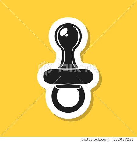 Baby pacifier sticker icon in flat style. Nipple for newborn child vector illustration on isolated background. Soother sign business concept. Baby pacifier sticker icon in flat style. Nipple for newborn child vector illustration on isolated background. Soother sign business concept. 132057253