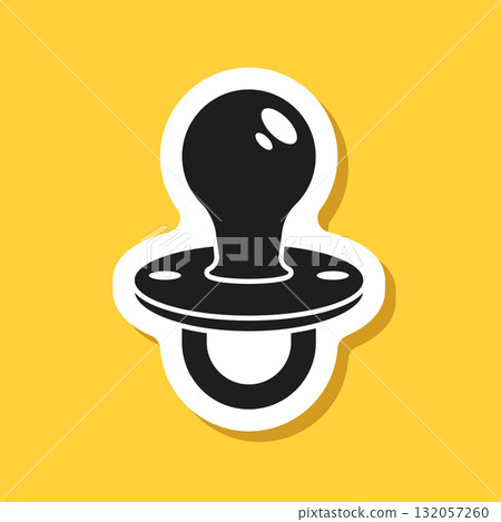 Baby pacifier sticker icon in flat style. Nipple for newborn child vector illustration on isolated background. Soother sign business concept. Baby pacifier sticker icon in flat style. Nipple for newborn child vector illustration on isolated background. Soother sign business concept. 132057260