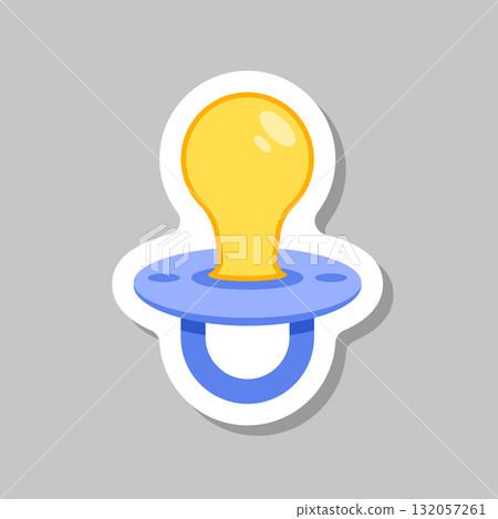 Baby pacifier sticker icon in flat style. Nipple for newborn child vector illustration on isolated background. Soother sign business concept. Baby pacifier sticker icon in flat style. Nipple for newborn child vector illustration on isolated background. Soother sign business concept. 132057261