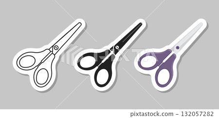 Scissor sticker icon set collection in flat style. Cutting hair equipment vector illustration on isolated background. Hairdressing sign business concept. Scissor sticker icon set collection in flat style. Cutting hair equipment vector illustration on isolated background. Hairdressing sign business concept. 132057282