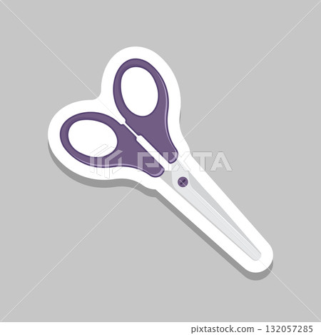 Scissor sticker icon in flat style. Cutting hair equipment vector illustration on isolated background. Hairdressing sign business concept. Scissor sticker icon in flat style. Cutting hair equipment vector illustration on isolated background. Hairdressing sign business concept. 132057285