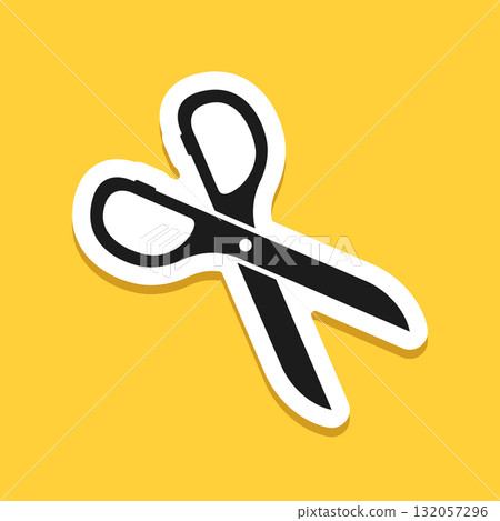 Scissor sticker icon in flat style. Cutting hair equipment vector illustration on isolated background. Hairdressing sign business concept. Scissor sticker icon in flat style. Cutting hair equipment vector illustration on isolated background. Hairdressing sign business concept. 132057296