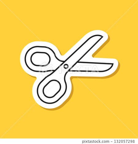 Scissor sticker icon in flat style. Cutting hair equipment vector illustration on isolated background. Hairdressing sign business concept. Scissor sticker icon in flat style. Cutting hair equipment vector illustration on isolated background. Hairdressing sign business concept. 132057298