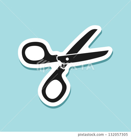 Scissor sticker icon in flat style. Cutting hair equipment vector illustration on isolated background. Hairdressing sign business concept. Scissor sticker icon in flat style. Cutting hair equipment vector illustration on isolated background. Hairdressing sign business concept. 132057305