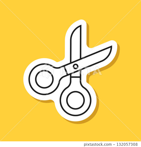 Scissor sticker icon in flat style. Cutting hair equipment vector illustration on isolated background. Hairdressing sign business concept. Scissor sticker icon in flat style. Cutting hair equipment vector illustration on isolated background. Hairdressing sign business concept. 132057308