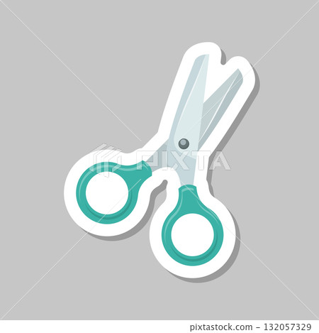 Scissor sticker icon in flat style. Cutting hair equipment vector illustration on isolated background. Hairdressing sign business concept. Scissor sticker icon in flat style. Cutting hair equipment vector illustration on isolated background. Hairdressing sign business concept. 132057329