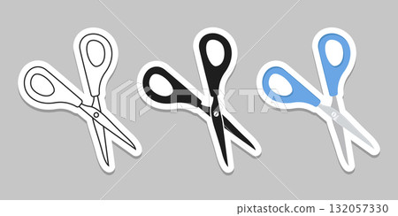 Scissor sticker icon set collection in flat style. Cutting hair equipment vector illustration on isolated background. Hairdressing sign business concept. Scissor sticker icon set collection in flat style. Cutting hair equipment vector illustration on isolated background. Hairdressing sign business concept. 132057330