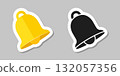 Notification bell sticker icon in flat style. Incoming inbox message vector illustration on isolated background. Ringing bell sign business concept. 132057356