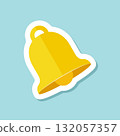 Notification bell sticker icon in flat style. Incoming inbox message vector illustration on isolated background. Ringing bell sign business concept. 132057357