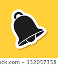 Notification bell sticker icon in flat style. Incoming inbox message vector illustration on isolated background. Ringing bell sign business concept. 132057358