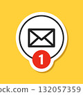 New message sticker icon in flat style. Incoming inbox email vector illustration on isolated background. Bubble notification sign business concept. 132057359