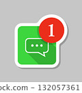 New message sticker icon in flat style. Incoming inbox email vector illustration on isolated background. Bubble notification sign business concept. 132057361