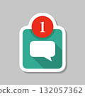 New message sticker icon in flat style. Incoming inbox email vector illustration on isolated background. Bubble notification sign business concept. 132057362