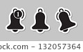 Notification bell sticker icon set in flat style. Incoming inbox message vector illustration on isolated background. Ringing bell sign business concept. 132057364