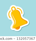 Notification bell sticker icon in flat style. Incoming inbox message vector illustration on isolated background. Ringing bell sign business concept. 132057367