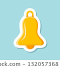 Notification bell sticker icon in flat style. Incoming inbox message vector illustration on isolated background. Ringing bell sign business concept. 132057368