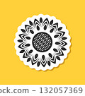 Sunflower sticker icon in flat style. Flora vector illustration on isolated background. Sunflower sign business concept. 132057369