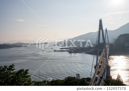Dolsandaegyo Bridge in Yeosu, Korea 132057378