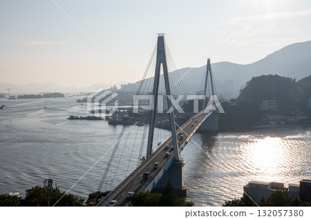 Dolsandaegyo Bridge in Yeosu, Korea 132057380