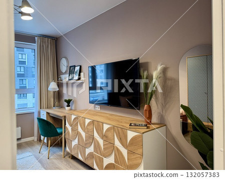 Modern and stylish interior in a new apartment Modern and stylish interior in a new apartment 132057383
