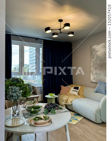 Modern and stylish interior in a new apartment Modern and stylish interior in a new apartment 132057419