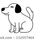 A dog sitting well-behaved on its side 132057464