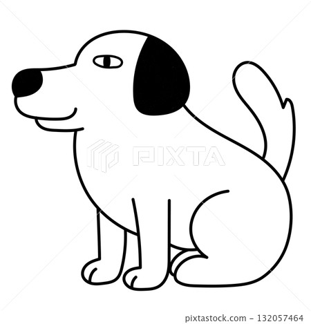 A dog sitting well-behaved on its side 132057464