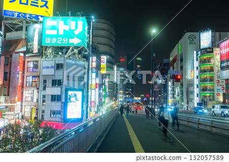 Tokyo: Night view of Shinjuku Station and the Koshu Kaido Tokyo: Night view of Shinjuku Station and the Koshu Kaido 132057589