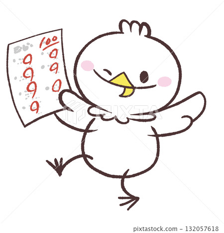 一隻白鳥在考試中取得滿分的插圖 132057618