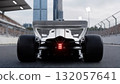 rear view of a white f1 car on a race track during the day, back view 132057641