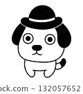 A dog wearing a hat staring straight ahead 132057652