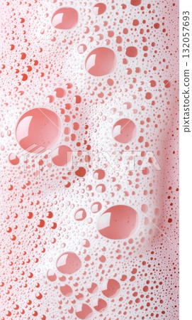 Close-up of pink soap bubbles on a smooth surface 132057693