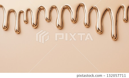 Shiny liquid gold drips on beige background Shiny liquid gold drips on beige background 132057711
