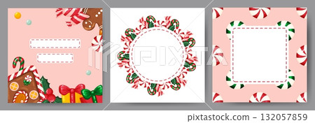 Set of Christmas Holiday Card Templates Set of Christmas Holiday Card Templates 132057859