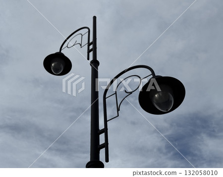 one city lamp on a blue sky background 132058010