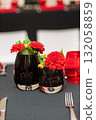 Elegant Black Vase Centerpiece With Red Dahlias For Dinner Table Setting Decor 132058859