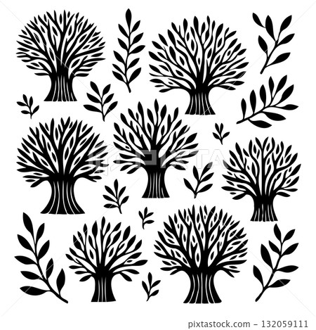 Elegant Tree Silhouettes Collection for Nature-Inspired Designs and Creative Projects Elegant Tree Silhouettes Collection for Nature-Inspired Designs and Creative Projects 132059111