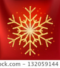 Gold glitter snowflake icon. Winter Christmas sparkling design 132059144