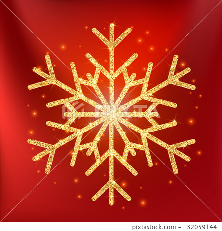 Gold glitter snowflake icon. Winter Christmas sparkling design Gold glitter snowflake icon. Winter Christmas sparkling design 132059144