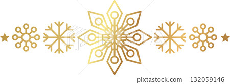 Gold snowflake border. Winter Christmas design decoration. Gold snowflake border. Winter Christmas design decoration. 132059146