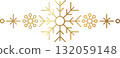 Gold snowflake border. Winter Christmas design decoration. 132059148