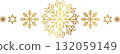 Gold snowflake border. Winter Christmas design decoration. 132059149